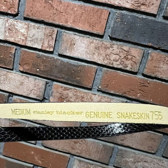 Stanley Blacker Snakeskin Belt Black with Snake Head Buckle Clasp Vintage - Picture 9 of 9